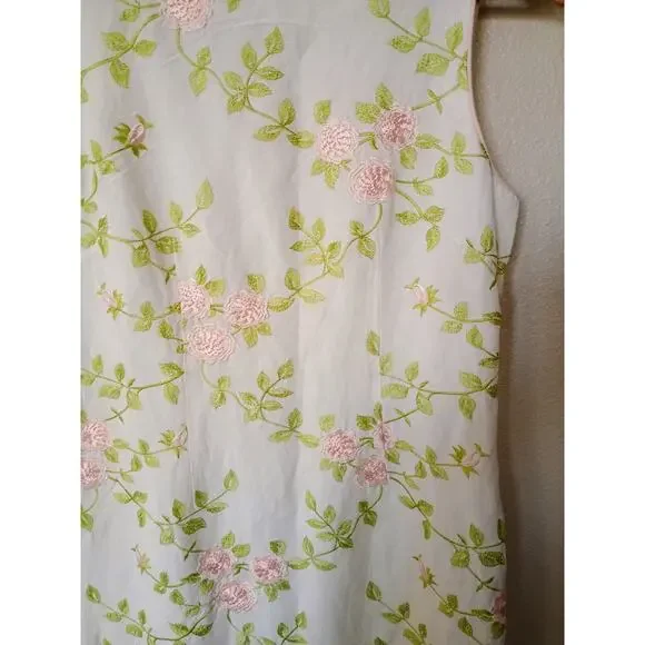 Coldwater Creek linen embroidered floral mini dress cottage core coastal Grandma Coldwater Creek linen embroidered floral mini dress cottage core coastal Grandma